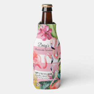 PixDezines Bachelorette Weekend Pink Flamingos DIY Bottle Cooler