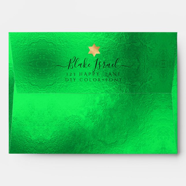 PixDezines Back Flap Return Address, Neon Green Envelope (Back (Top Flap))