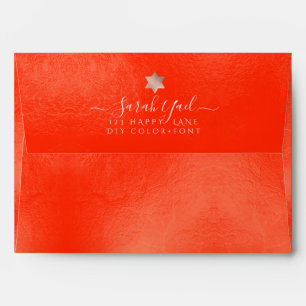 PixDezines Back Flap Return Address, Neon Tangerin Envelope