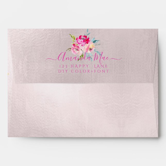 PixDezines Back Flap Return Address, Peonies Envelope (Back (Top Flap))