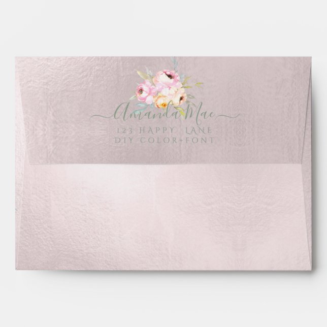 PixDezines Back Flap Return Address, Peonies Envelope (Back (Top Flap))