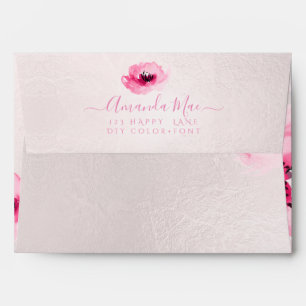 PixDezines Back Flap Return Address, Pink Roses Envelope