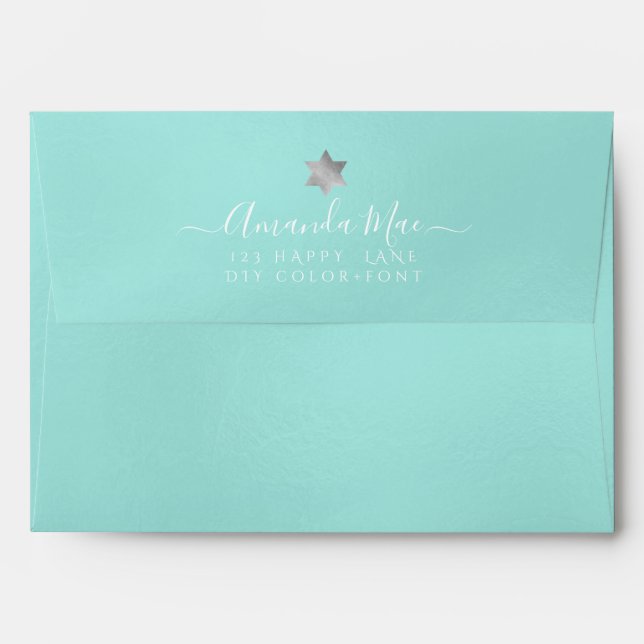 PixDezines Back Flap Return Address, Turquoise DIY Envelope (Back (Top Flap))