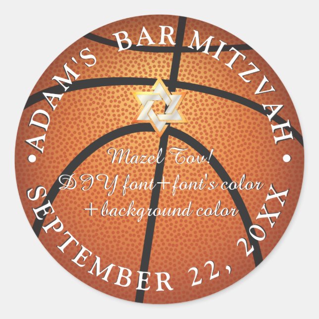 PixDezines Bar Mitzvah/Bat Mitzvah/DIY Classic Round Sticker (Front)