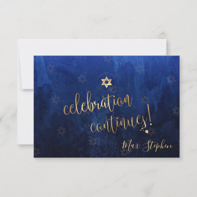 PixDezines Bar Mitzvah Celebration Cards ✡ Navy (Front)
