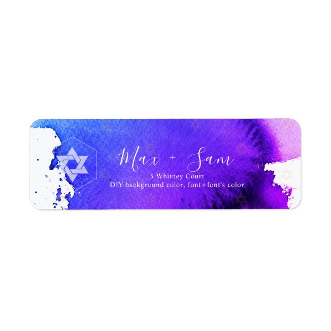 PixDezines Bar Mitzvah Electric Purple Watercolor (Front)