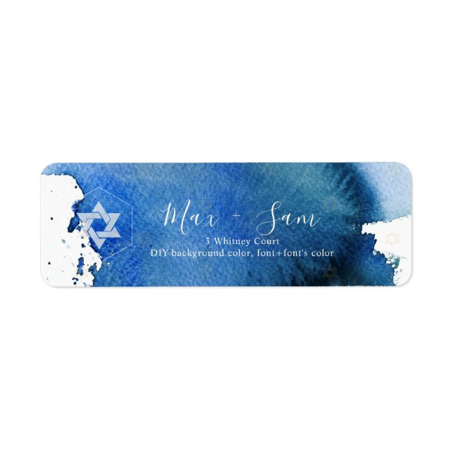PixDezines Bar Mitzvah Navy Blue Watercolor (Front)