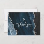 PixDezines Bar Mitzvah Slate Blue Silver Agate  Thank You Card<br><div class="desc">PixDezines modern art watercolor Agate in midnight blue and slate blue.  This design features Agate in shades of blue with faux silver veins.  A flat thank you card for Bar Mitzvah,  dazzled with gold Star of David.  
 
 ✡ Copyright © 2011-2022 PixDezines™.  All rights reserved.

Enquiries to contact.pixdezines@gmail.com</div>
