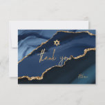 PixDezines Bar Mitzvah Watercolor Agate Thank You<br><div class="desc">PixDezines modern art watercolor Agate in midnight blue and slate blue.  This design features Agate in shades of blue with faux gold veins.  A flat thank you card for Bar Mitzvah,  dazzled with gold Star of David.  
 
 ✡ Copyright © 2011-2021 PixDezines™.  All rights reserved.

Enquiries to contact.pixdezines@gmail.com</div>