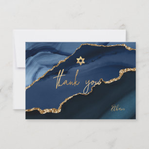 PixDezines Bar Mitzvah Watercolor Agate Thank You Card