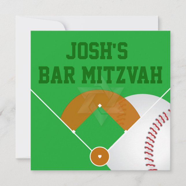 PixDezines ✡ Baseball Diamond/ Bar Mitzvah Invitation (Front)