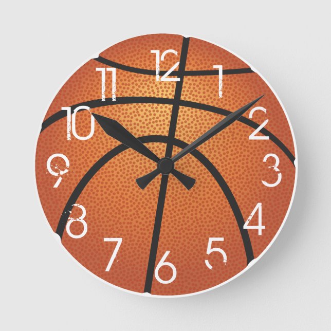 PixDezines Basketball Wall Clock/DIY Colour/Font Round Clock (Front)