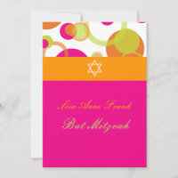 PixDezines Bat Mitzvah+Mod Bubbles/orange/hot pink
