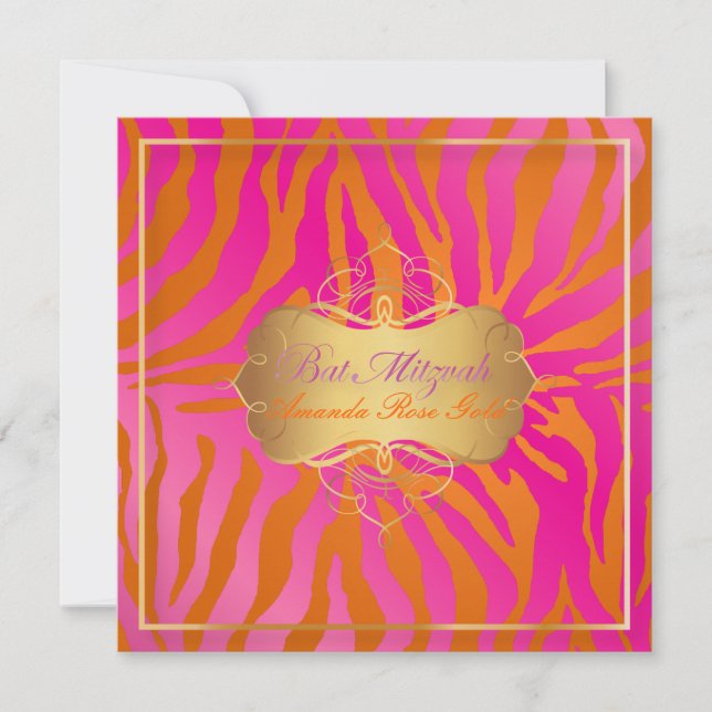 PixDezines Bat Mitzvah/zebra stripes Invitation (Front)