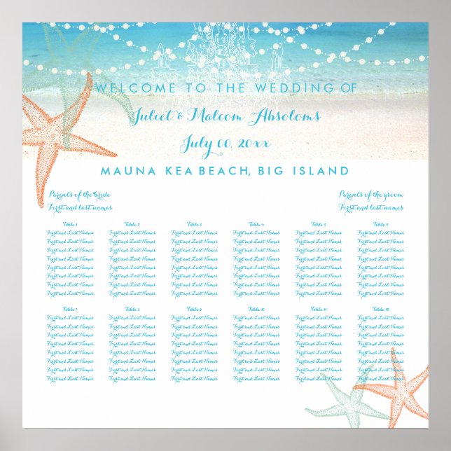 PixDezines Beach/Chadeliers/Seating Chart (Front)