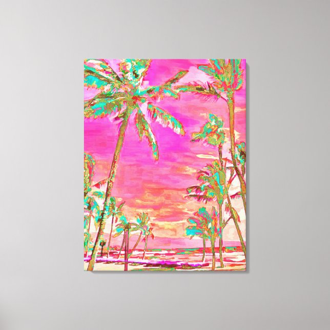 PixDezines Beach/Hawaii/Bay/Pink/Teal Canvas Print (Front)