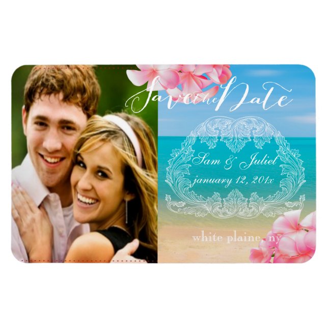 PixDezines beach  photo save date/DIY fonts Magnet (Horizontal)
