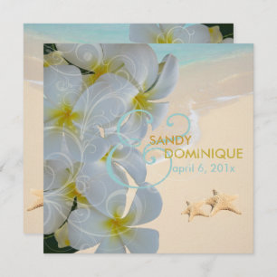 PixDezines BEACH PLUMERIA LEI+STARFISH+SWIRL Invitation