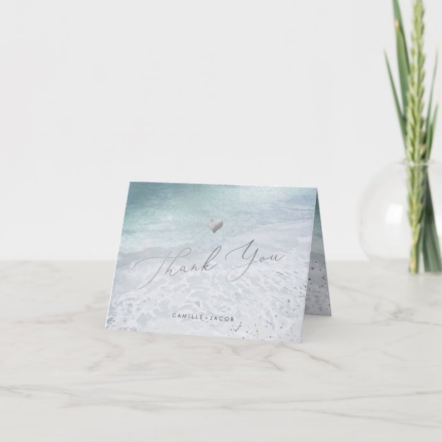 PixDezines Beach Shoreline Wedding Thank You (Front)