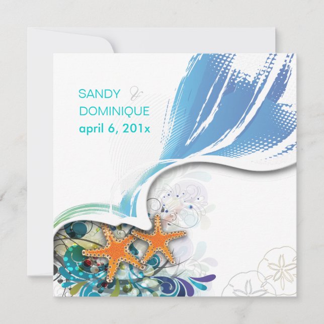 PixDezines beach wedding/diy background colour Invitation (Front)