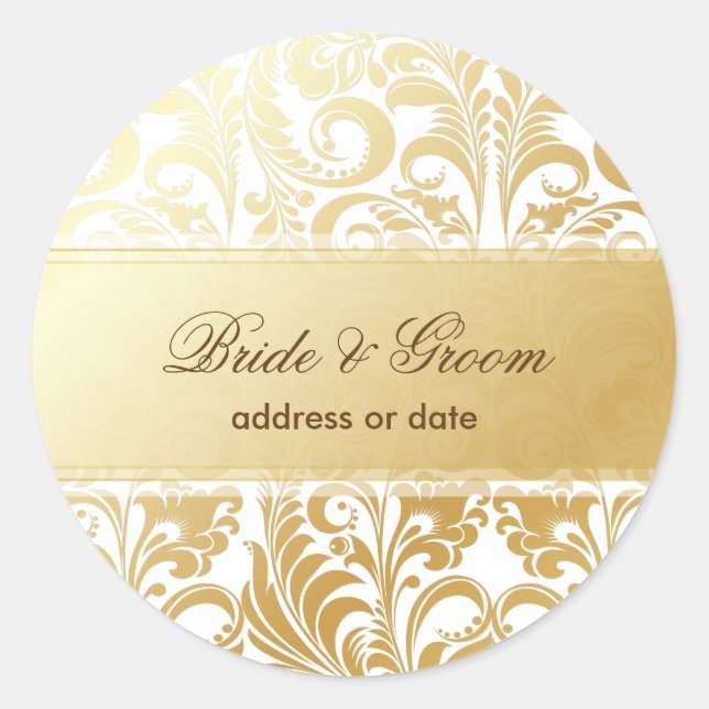 PixDezines Bellissimo Damask Classic Round Sticker (Front)