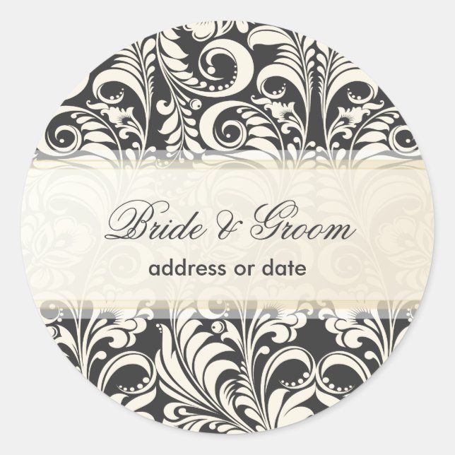 PixDezines Bellissimo Damask/diy colour Classic Round Sticker (Front)