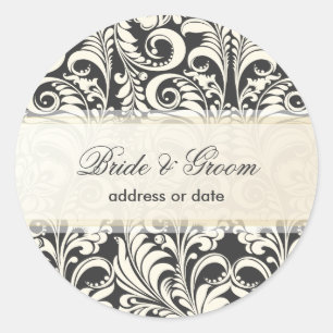 PixDezines Bellissimo Damask/diy colour Classic Round Sticker