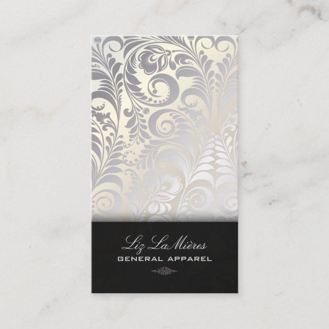 PixDezines Bellissimo Vintage Damask Business Card (Front)