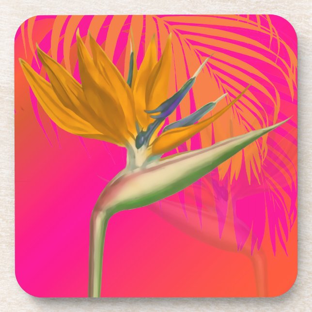 PixDezines bird of paradise/DIY background colour Coaster (Front)