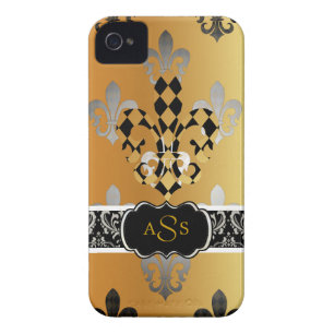 PixDezines black gold fleur de lis Case-Mate iPhone 4 Case