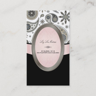 PixDezines Black, Grey, White Paisley Business Card