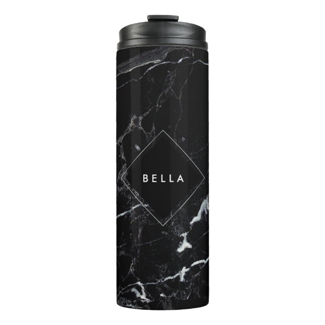 PixDezines BLACK MARBLE Thermal Tumbler (Front)