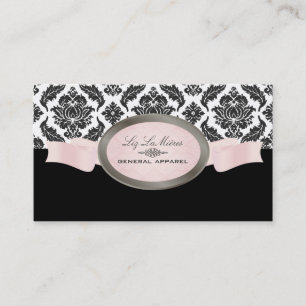PixDezines Black, Pink, White Venezia Damask Business Card