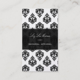 PixDezines Black Rossellini Vintage Damask Business Card