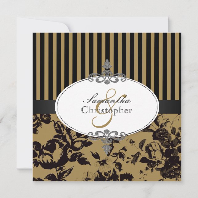 PixDezines Black Stripes+ DIY Custom Colour Invitation (Front)