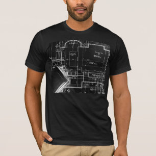 PixDezines black+white blueprint T-Shirt