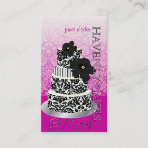 PixDezines Black+White damask cake/pâtisserie Business Card