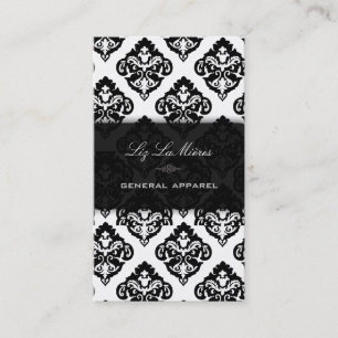 PixDezines Black+White Olivia Damask Business Card