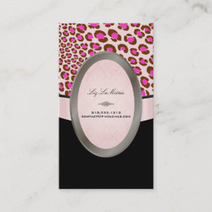 PixDezines Black, White, Pink Leopard spots Business Card