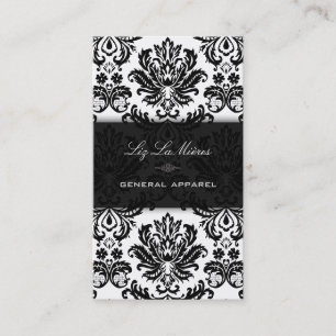 PixDezines Black+White Pique Vintage Damask Business Card