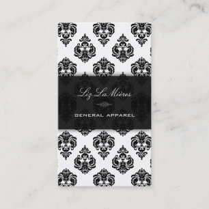 PixDezines Black+White Rossellini Vintage Damask Business Card