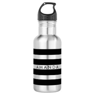 PixDezines black/white stripes/adjustable 532 Ml Water Bottle