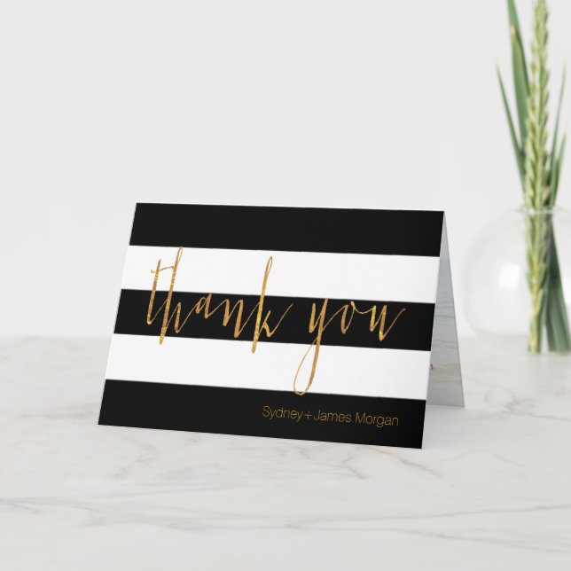 PixDezines black+white+stripes cartes de remerciem (Devant)