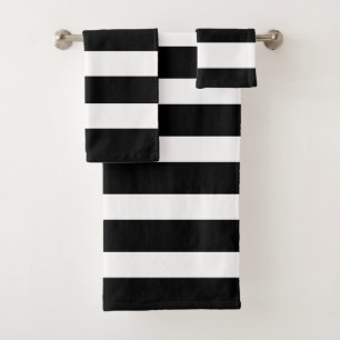 PixDezines Black+White Stripes DIY Colour Bath Towel Set