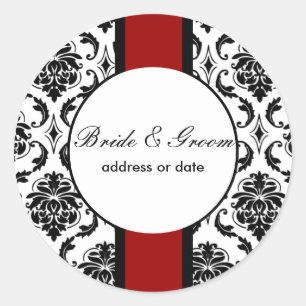 PixDezines black+white vendome damask, dIY colours Classic Round Sticker