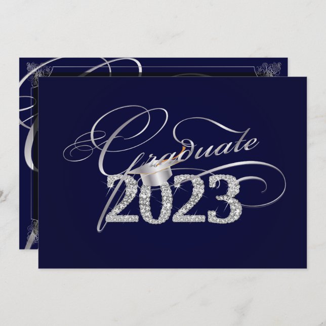 PixDezines Bling, Bling/diy colour 2023 graduation Invitation (Front/Back)