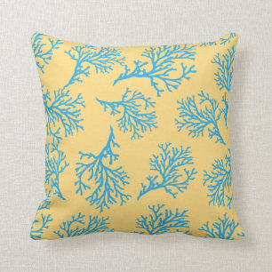 PixDezines blue coral/diy background Throw Pillow