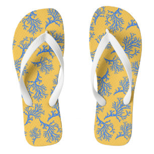 PixDezines blue corals/DIY colour Flip Flops