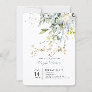 PixDezines Blue Gum Eucalyptus Brunch+Bubbly Invitation