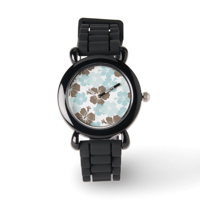 PixDezines blue hibiscus/diy background Watch (Front)